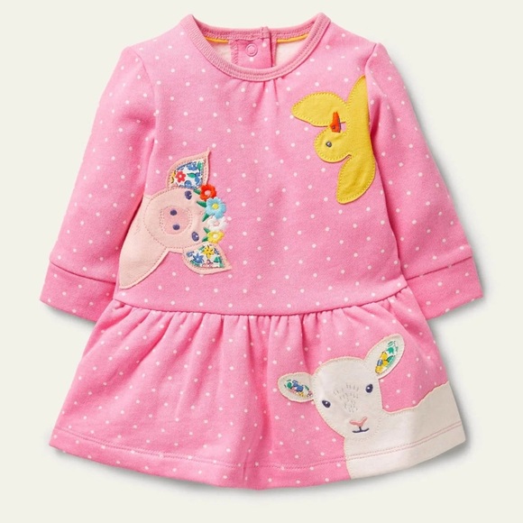Mini Boden Other - Baby Boden Cozy Sweatshirt Dress - farm animals 12-18 months
